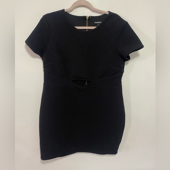 Express Ribbed Bodycon Dress with Keyhole Black Zipper Size XL Goth Grunge - Picture 1 of 6